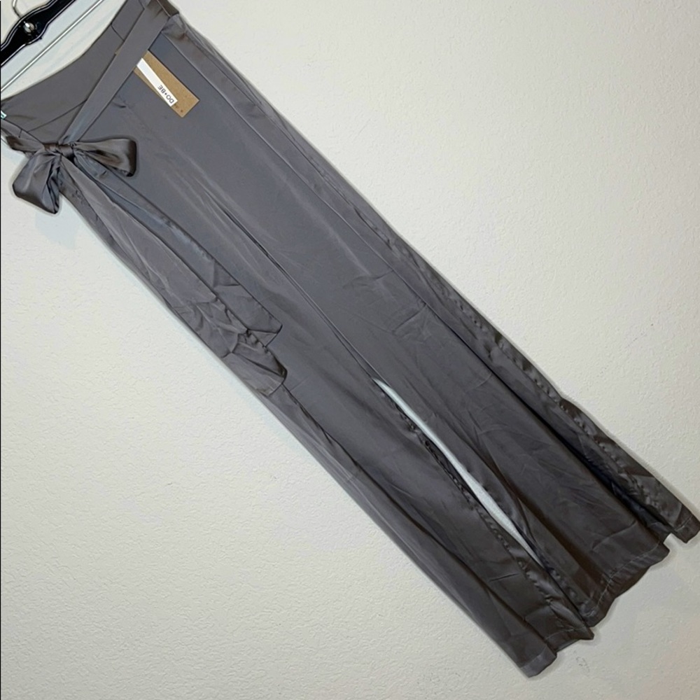 Do+BE silver satin trouser slacks, belted
